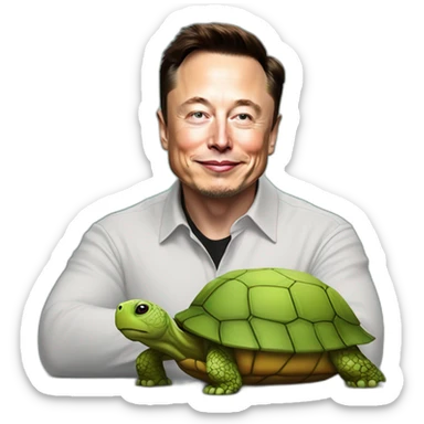 Elon Musk qui caresse une tortue sticker