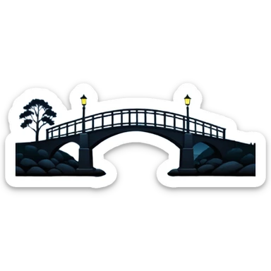 night time landscape with a bridge sticker