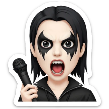 Black metal musician, screaming with mirophone sticker