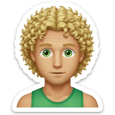 Athletic man with blond curly hair, and light green eyes  sticker
