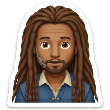 Man with long brown dreadlocks sticker