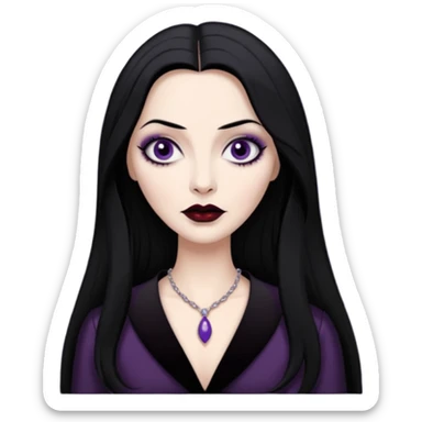 morticia addams disheveled hair sticker