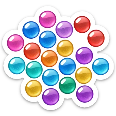  scattered glitter, sparkling and shining in multiple colors. Rounded, glossy, smooth, soft shadows, white background.
 sticker