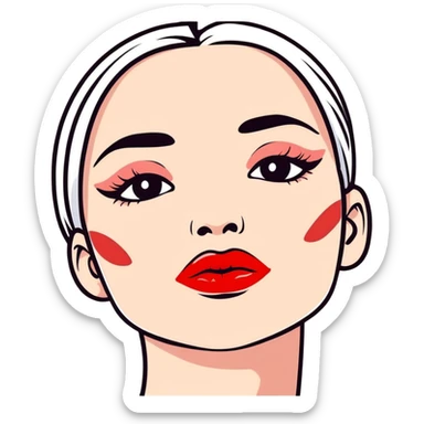 full glossy pouty baddie lips with lip liner sticker