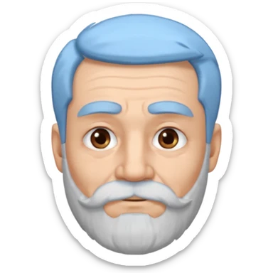 An elderly man with light-blue hair and beard, thick eyebrows, brown eyes, and a calm expression.b sticker