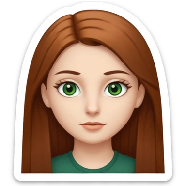 Girl with dark green eyes, light eyebrows and long brown straight hair sticker