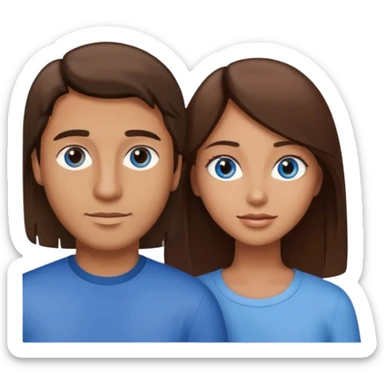 couple homme cheveux raide châtains et yeux bleu et femme cheveux raide chatains et yeux marron sticker