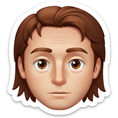 Polish man with medium length brown hair and freckles around his left eye sticker