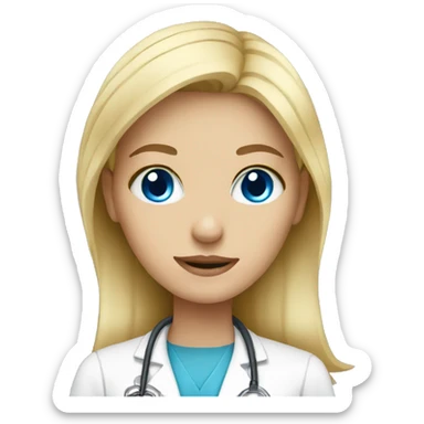 blonde girl with blue eyes doctor sticker