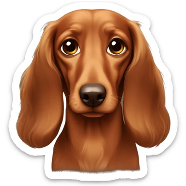 Sad Long-haired brown-reddish dachshund sticker