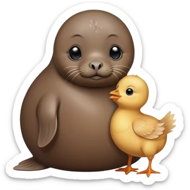 seal with a baby chicken  sticker