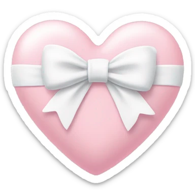 Pastel pink heart with white bow sticker