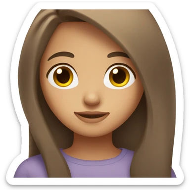 girl with straight shoulder length brown hair and brown eyes  sticker