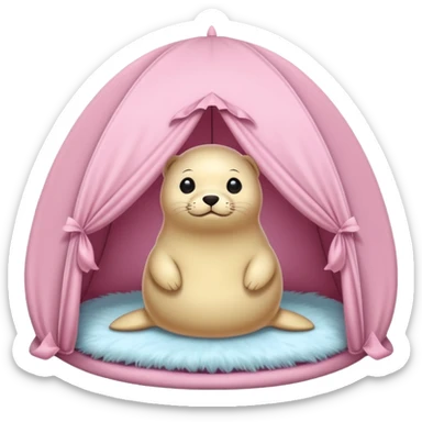 Seal in a light pink tent  sticker