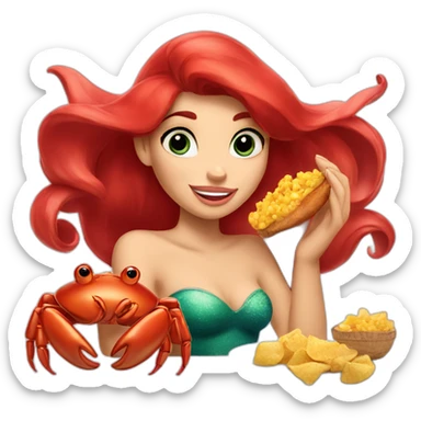 Disney Ariel eat crab sticker