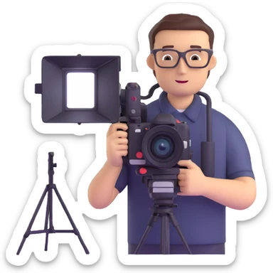 photographer in a photo studio with camera and lighting equipment sticker