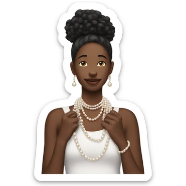 Person holding their necklace pearls tight on  sticker