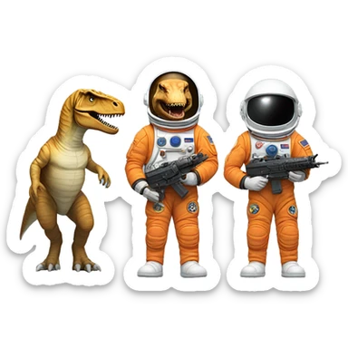 astronaut, t-rex and toy solider sticker