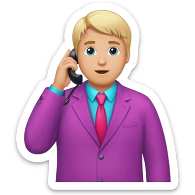 blond big man in colorful outfit calling sticker
