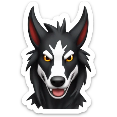 Black Cool Edgy Sergal-Houndoom-Fakémon  with White and Red Edgy markings sticker