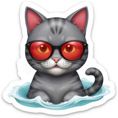 a bad kitty on the waves. make the cat look devlishish with a pair of ray bans on sticker