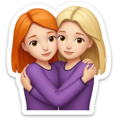 Two girls hugging each other sticker