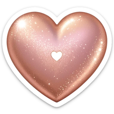 Edit the glittery gold color heart to a glittery rose gold color heart with a subtle gradient and no border. Keep the background transparent. Maintain the glittery texture and subtle gradient effect in rose gold tones sticker