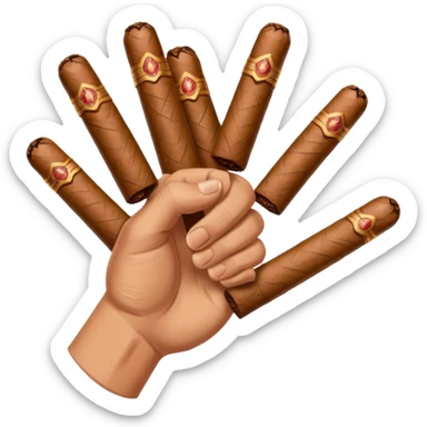 a hand holding lots of cigars sticker
