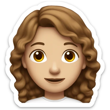 very thin Long Wavy brown haired girl with white top sticker