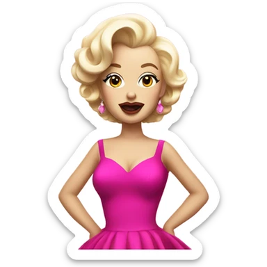 Marilyn Monroe wearing pink dress sticker