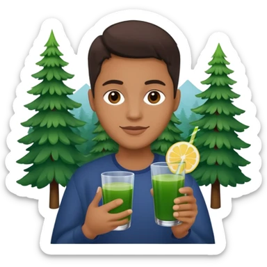 juice,forest fruits, person, green juice sticker