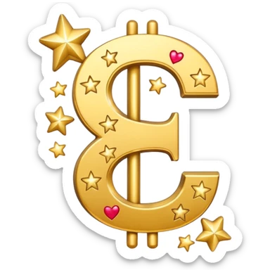 united states dollar sign with stars and hearts and sparkles sticker