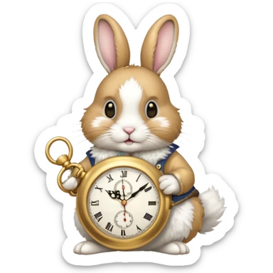 Rabbit holding watch sticker