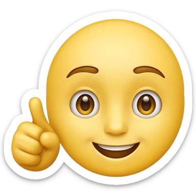 A normal smiling, not realistic looking, yellow emoji like the basic iPhone ones pointing to its head like it has a great idea sticker