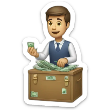 a man take money from distrubuter sticker