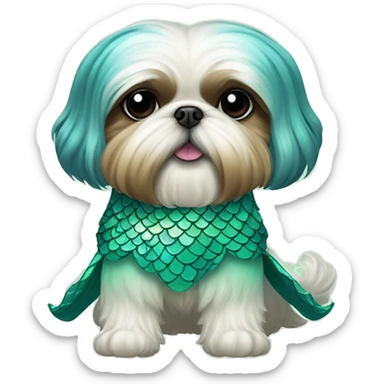 Shih tzu wearing a mermaid tail  sticker