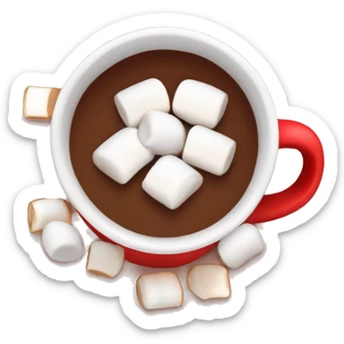 Light red mug of hot chocolate with marshmallows  sticker