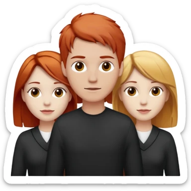 3 people, all white skin color but different hair colors next to each other  sticker