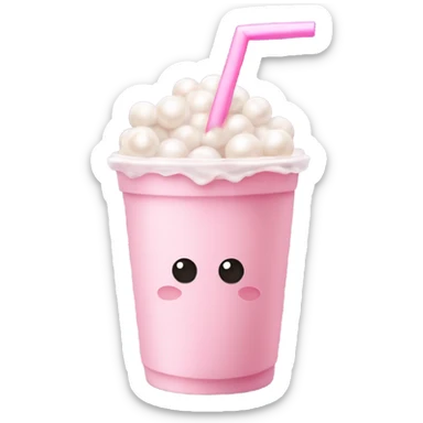 Pink milk tea with pearls sticker