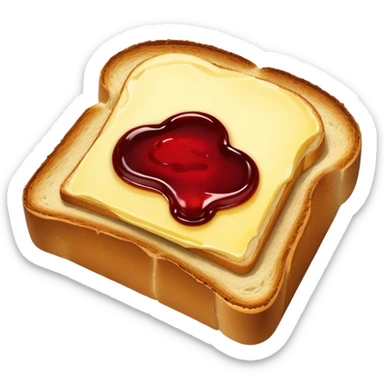 a slice of bread with butter and jam sticker