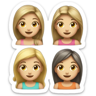 five girls with lamps sticker