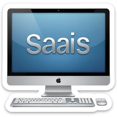 technical looking computer with text "SaaS" sticker
