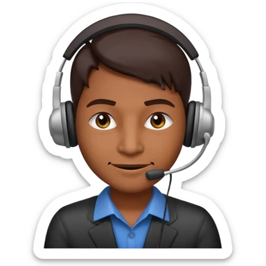 sinister looking phone scammer in sketchy call center from pakistan with smirk and brown skin sticker