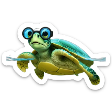 Seq turtle with wings and a snorkel sticker
