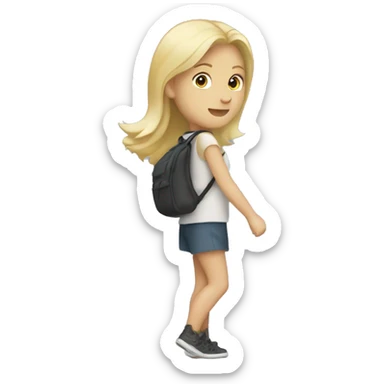 caucasian blonde girl walking away from me sticker