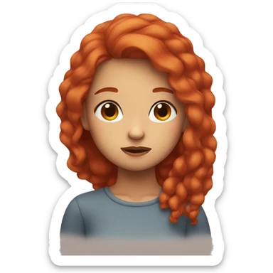 girl with red hair thinking with her eyes closed sticker