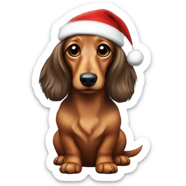 Christmas long haired dachshund  sticker