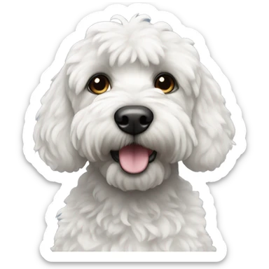 Medium size black cockapoo with white fur on chest sticker
