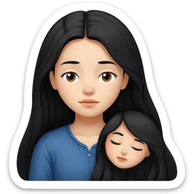 Portugal girl black long hair sleepy êtes sticker