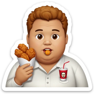 fat boy with kfc chicken that is really tan and dark sticker